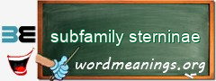WordMeaning blackboard for subfamily sterninae